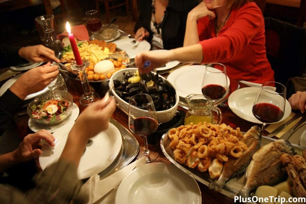 Authentic dining in Rome family group