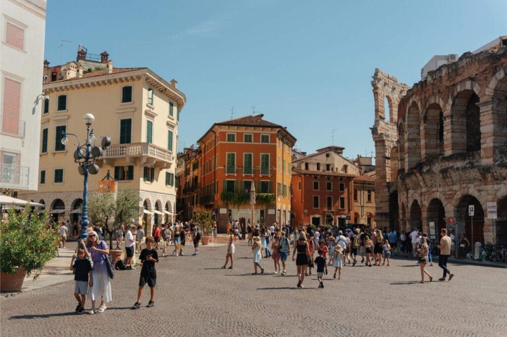 View of the Colosseum from a nearby square, near the best apartments in Rome for a family of 6