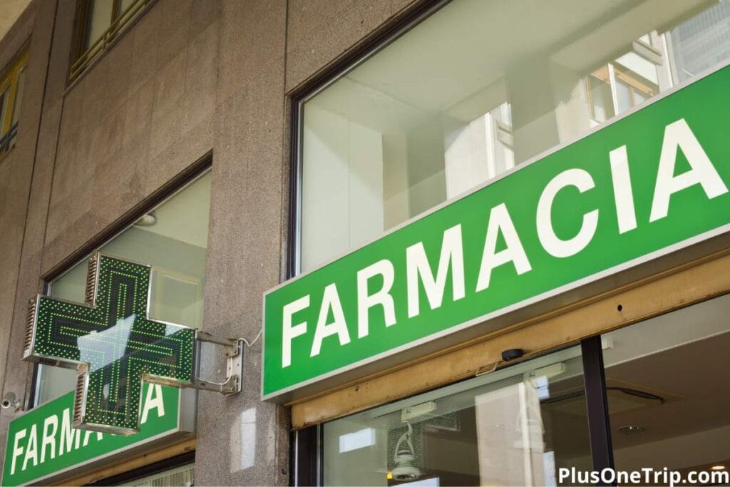 Green neon pharmacy cross, essential knowledge for a healthy family trip to Rome